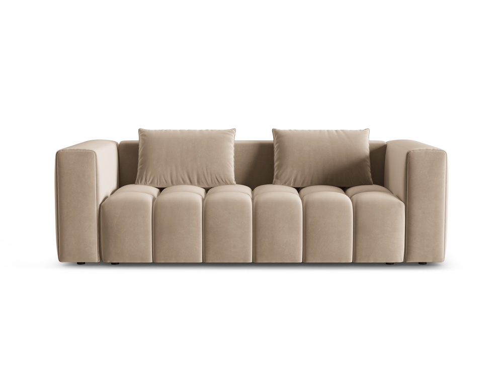 Cosmopolitan Design Schlafsofa Verona 3-Sitzer mit Bettkasten Samt Casino Mandelbeige