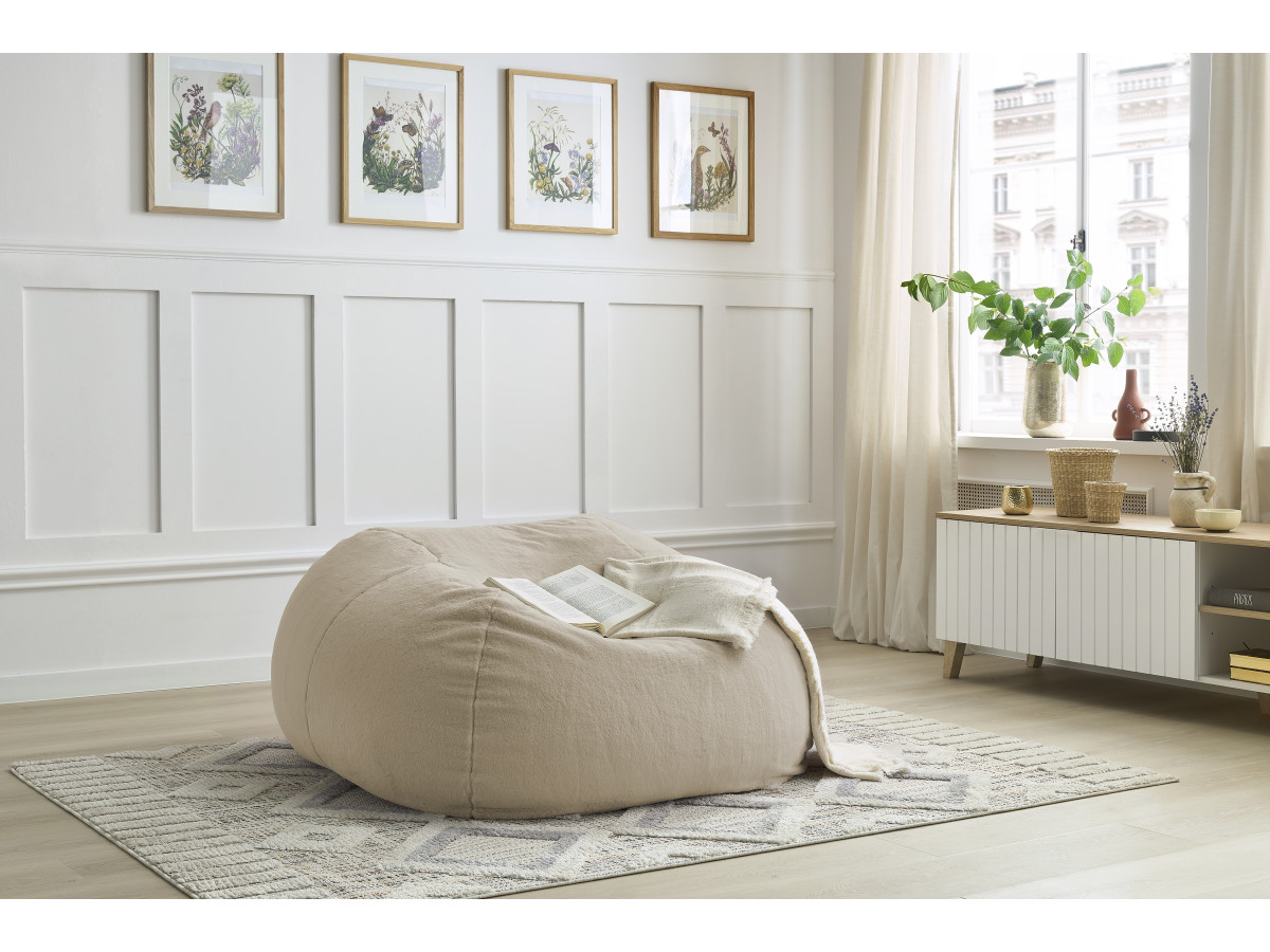 Bobochic Meribel Pouf Kunstfell Beige