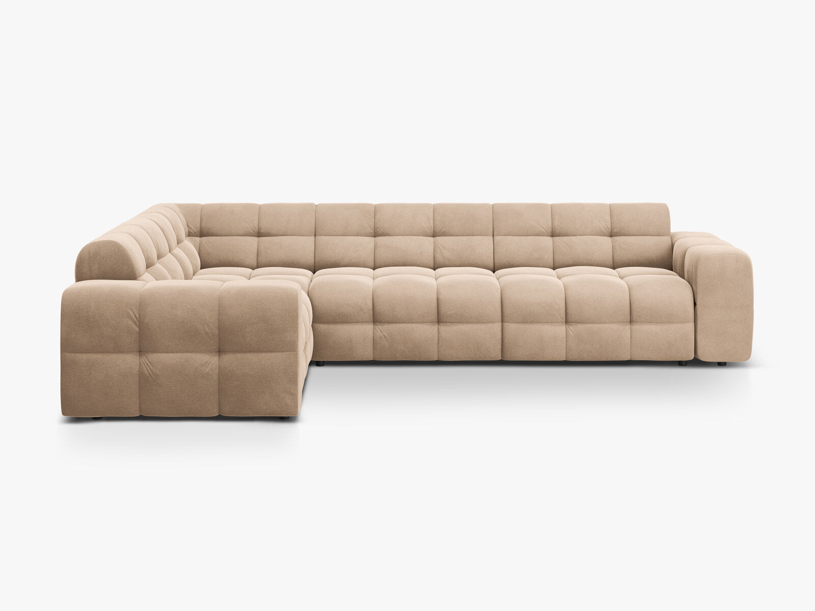 Micadoni Ecksofa Kendal 6-Sitzer Links Samt Mandel Beige