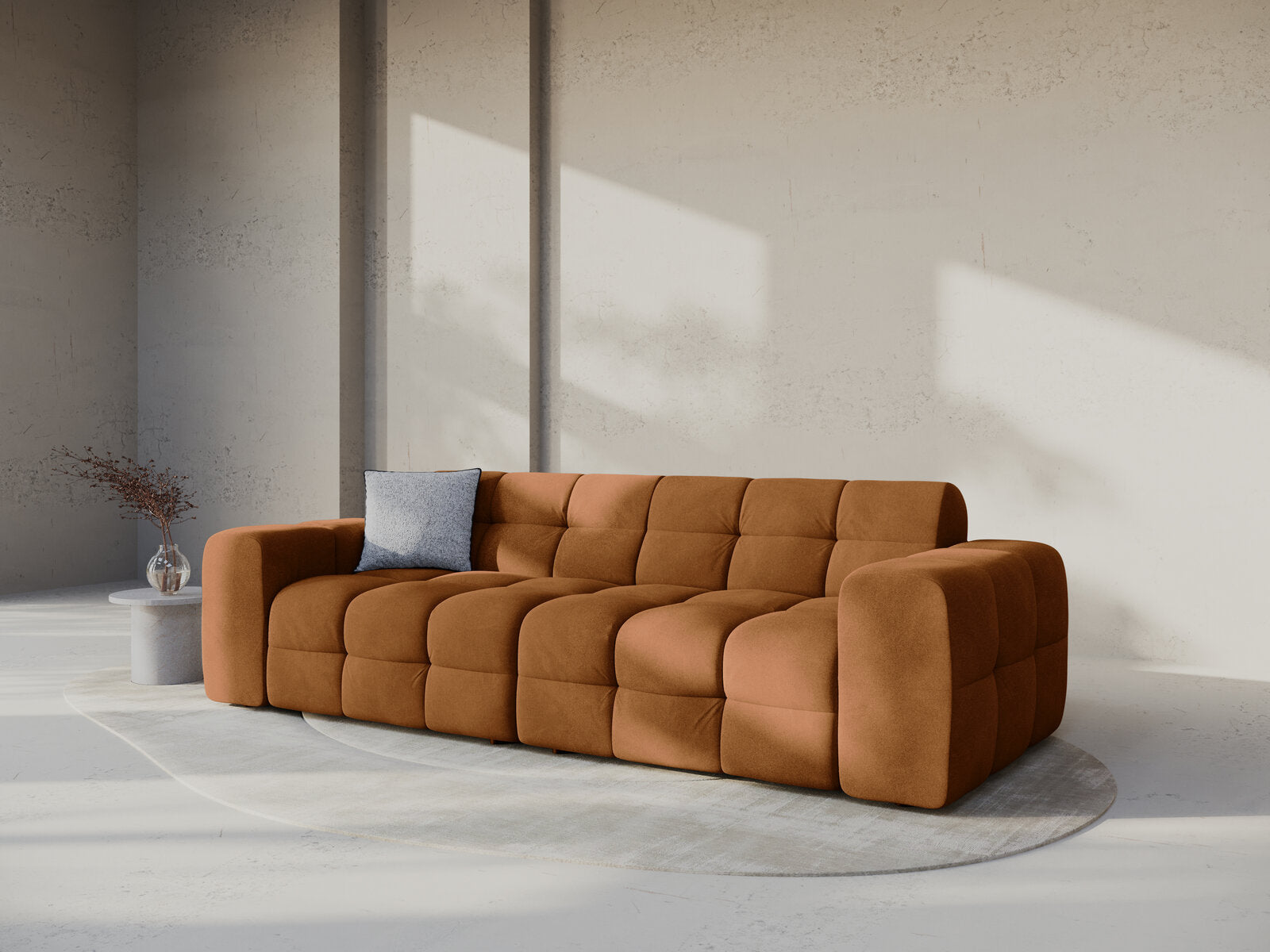 Micadoni Sofa Kendal 4-Sitzer Samt Kamel