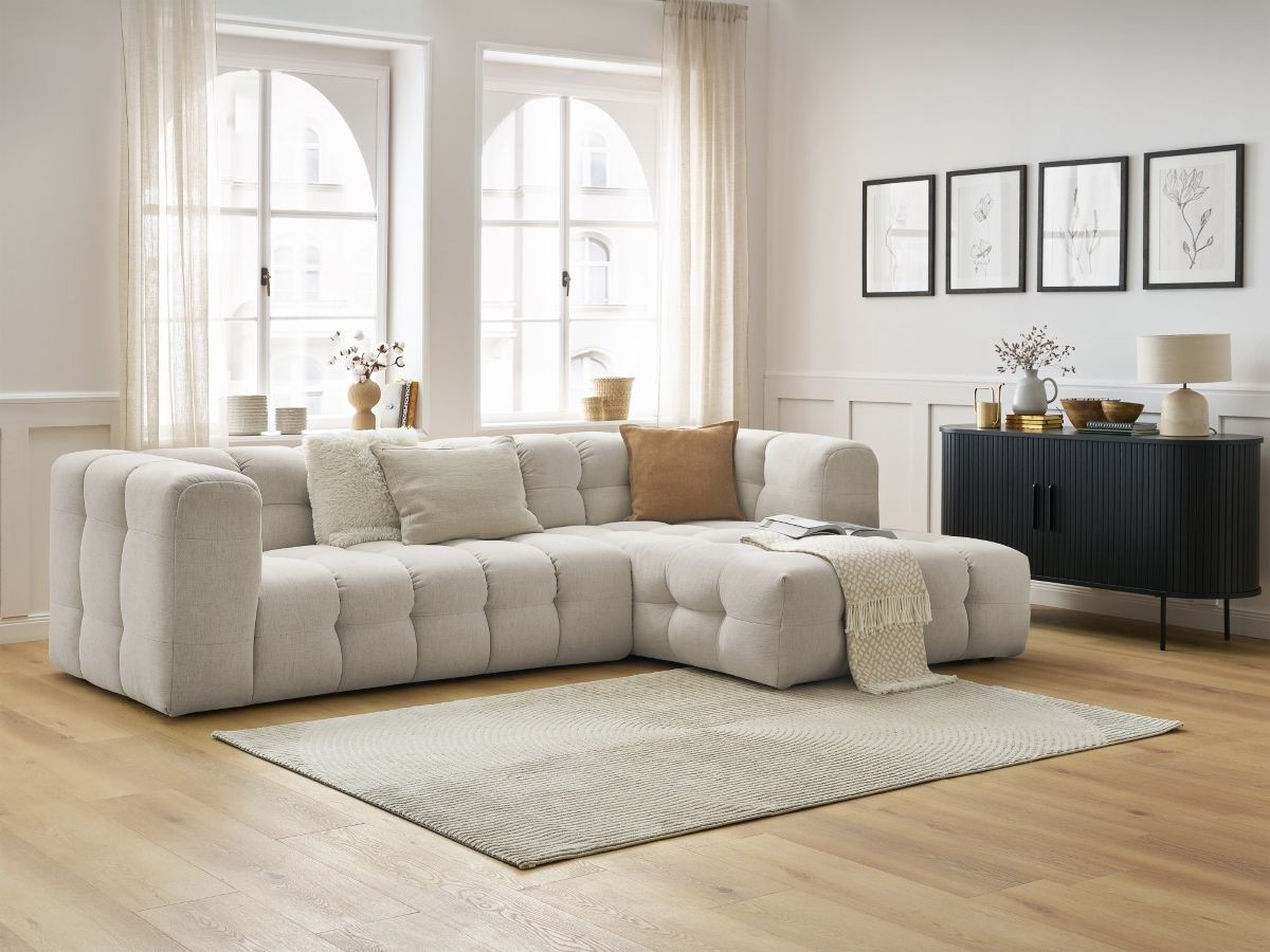 Bobochic Cloud Ecksofa 288 × 184 cm Stoff Beige Ecke rechts
