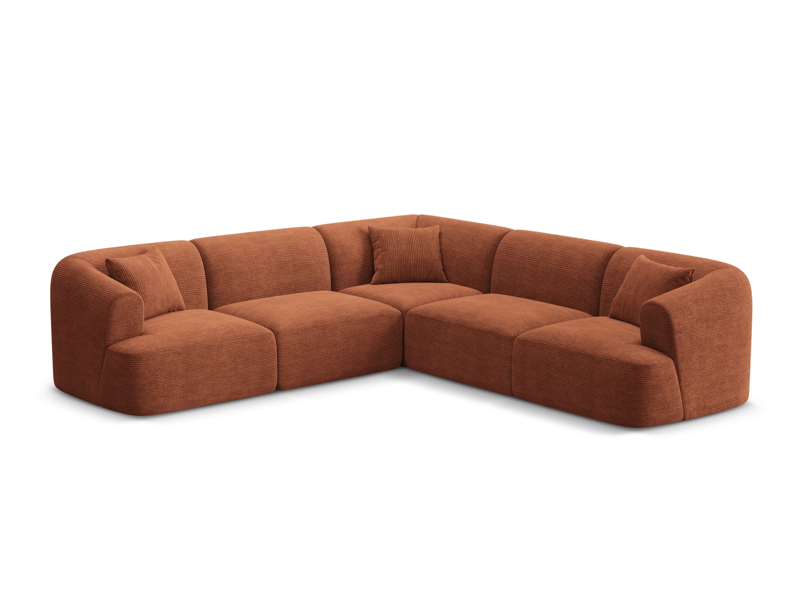 Cosmopolitan Design Symmetrisches Ecksofa Campi 6-Sitzer Kord Lincoln D Terrakotta