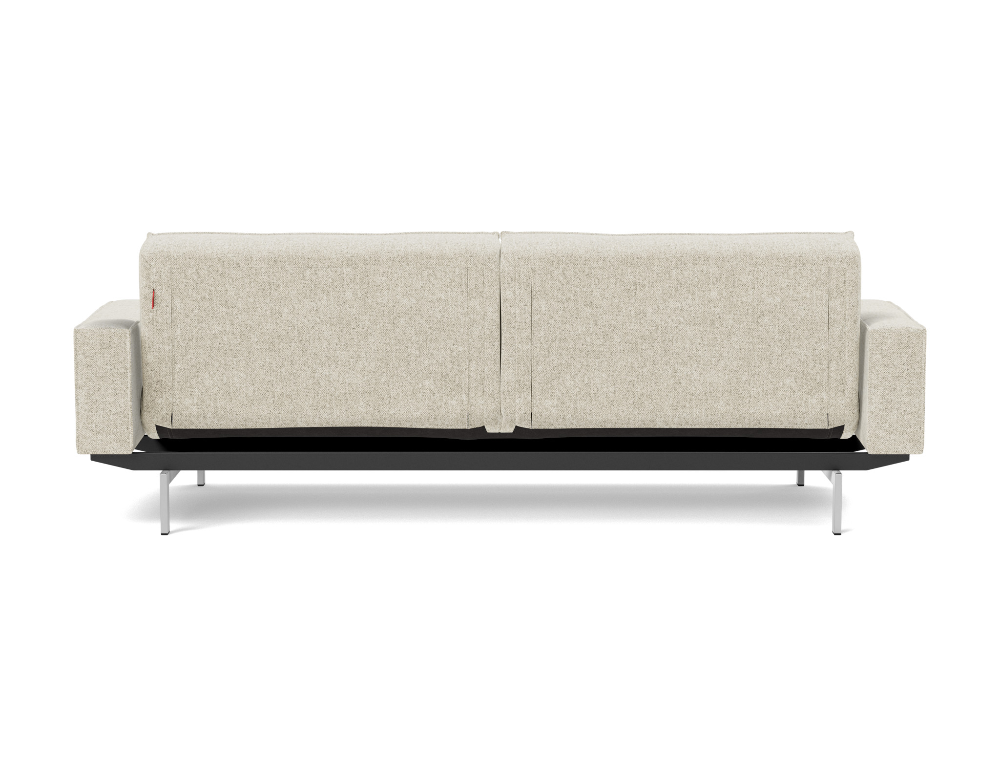 Schlafsofa Splitback mit Armlehnen Strukturierter Stoff Taura 357-Off-White Beine Chrom