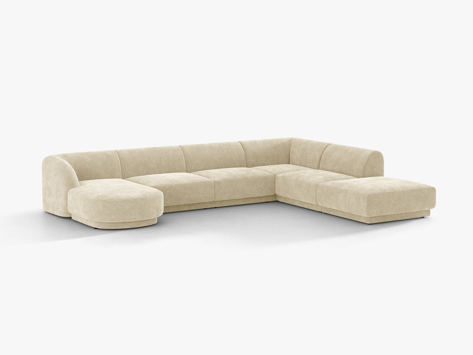 Micadoni Panorama-Ecksofa Miley 6-Sitzer Rechts Chenille Haga Helles Beige