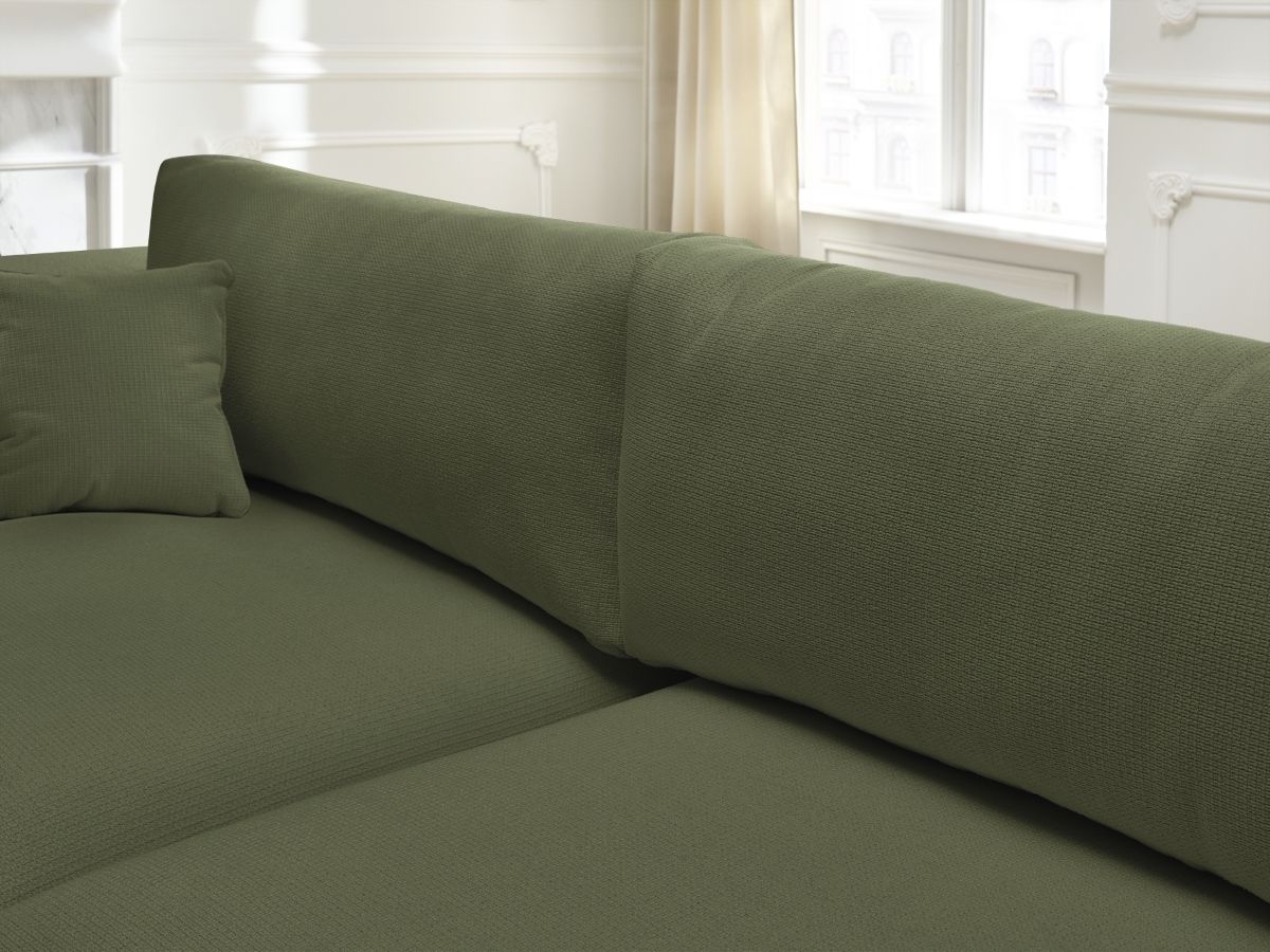 Bobochic Ezechiel Schlafsofa 3-Sitzer mit Bettkasten Melange-Stoff Grün
