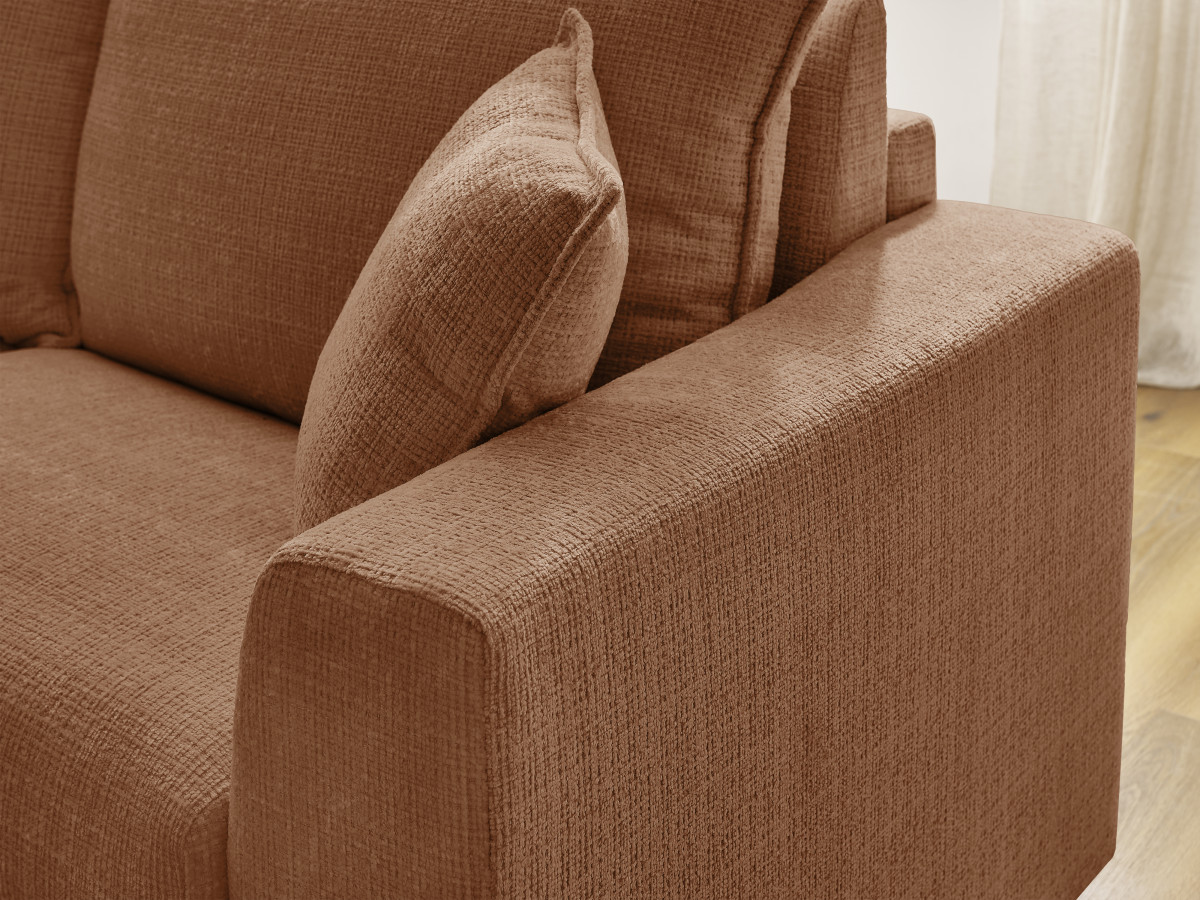Bobochic Augustin Ecksofa mit Schlaffunktion und Bettkasten Strukturstoff Orange, Liegefläche 160 × 200 cm