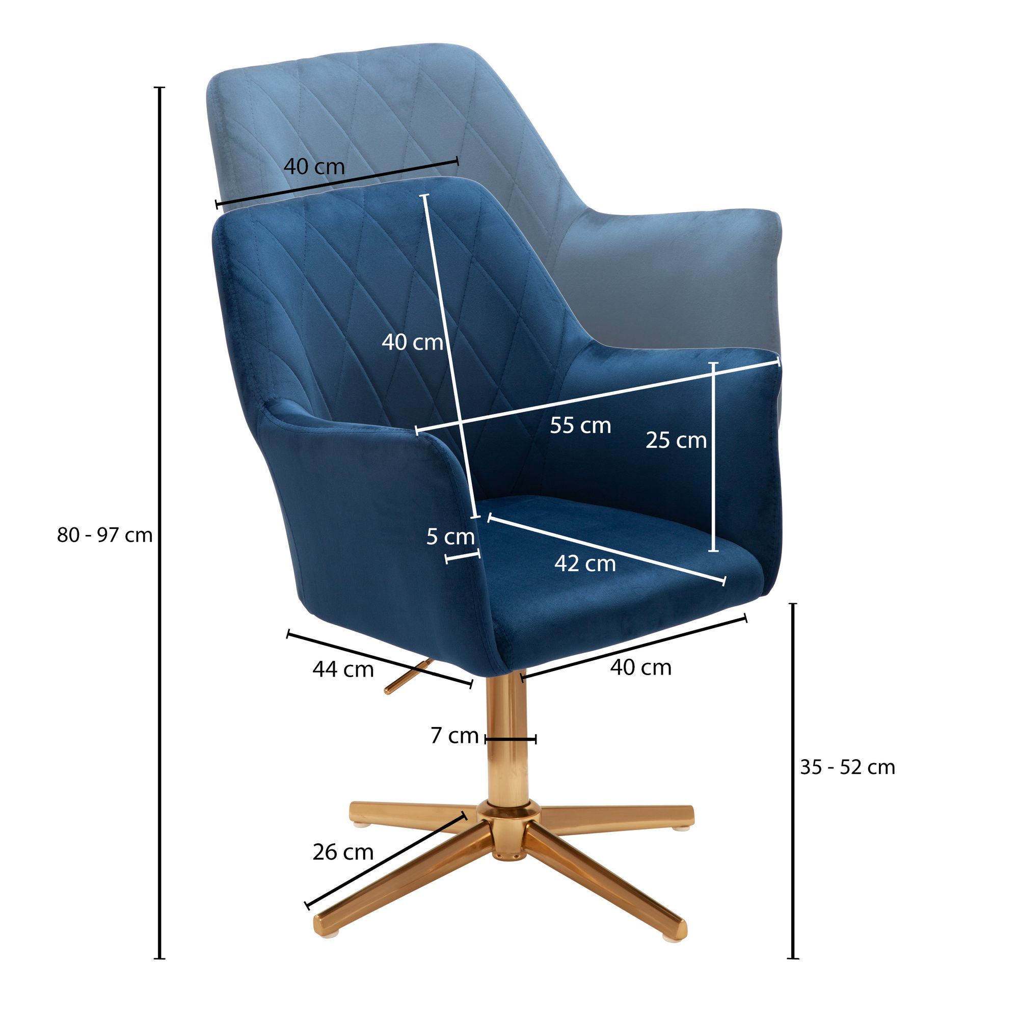 Esszimmerstuhl Voss Samt Blau