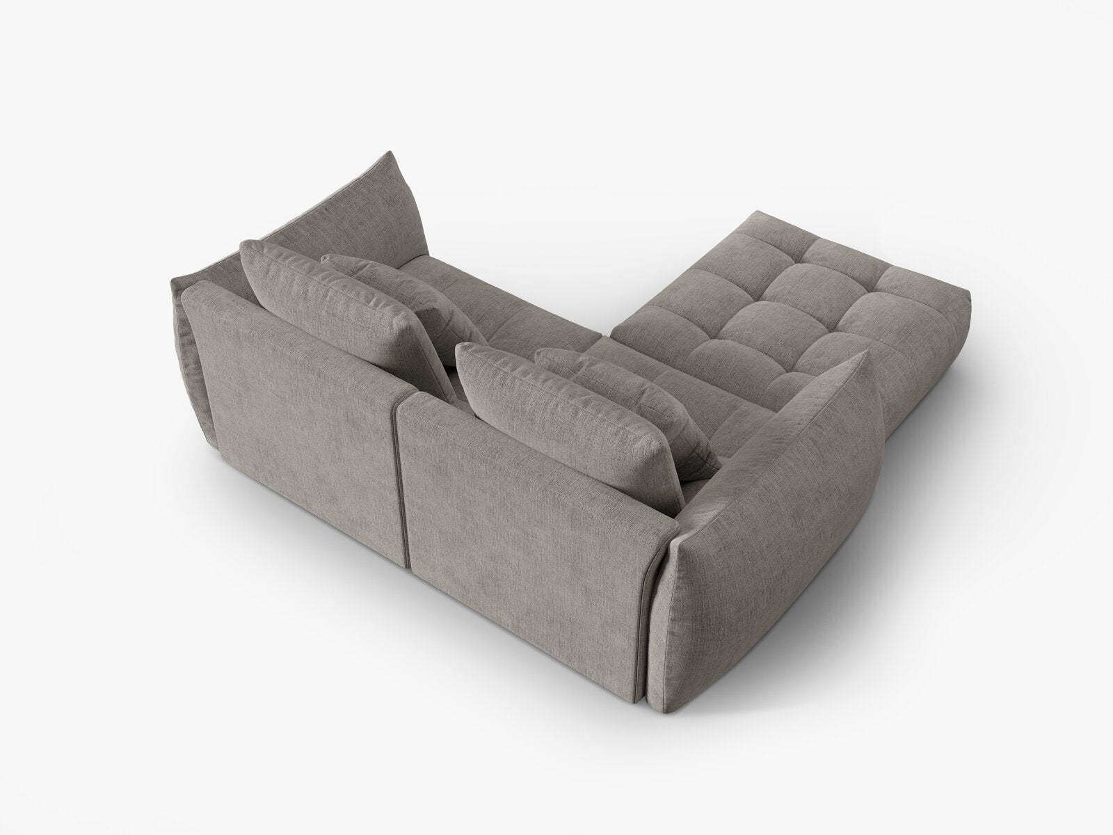Micadoni Ecksofa Bloom 3-Sitzer Strukturierter Stoff Wind Hellgrau