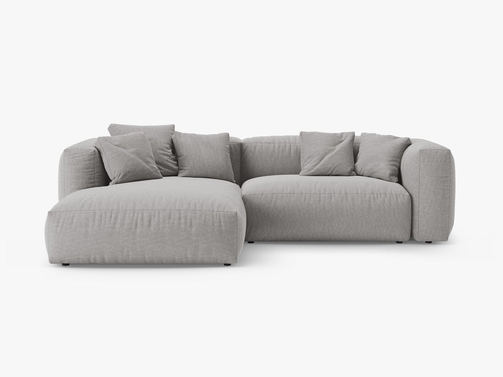 Micadoni Martina Ecksofa 4-Sitzer mit Schlaffunktion Links Strukturierter Stoff Boston Hellgrau