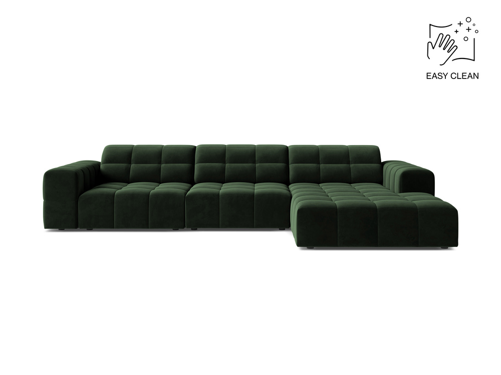 Cosmopolitan Design Ecksofa Chicago 4-Sitzer Samt Venus Flaschengrün Rechts
