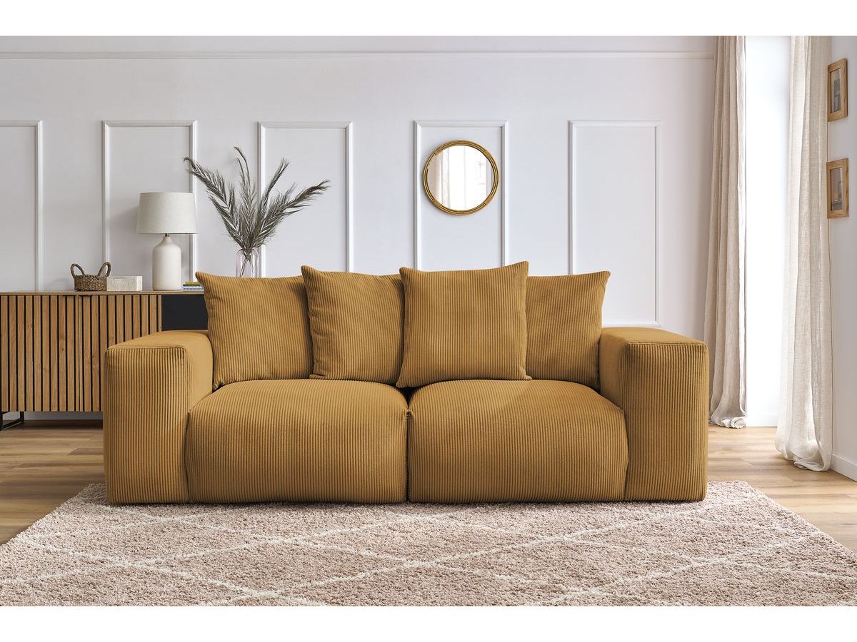 Bobochic Voltaire Sofa 3-Sitzer 248 × 100 cm Cordsamt Gelb