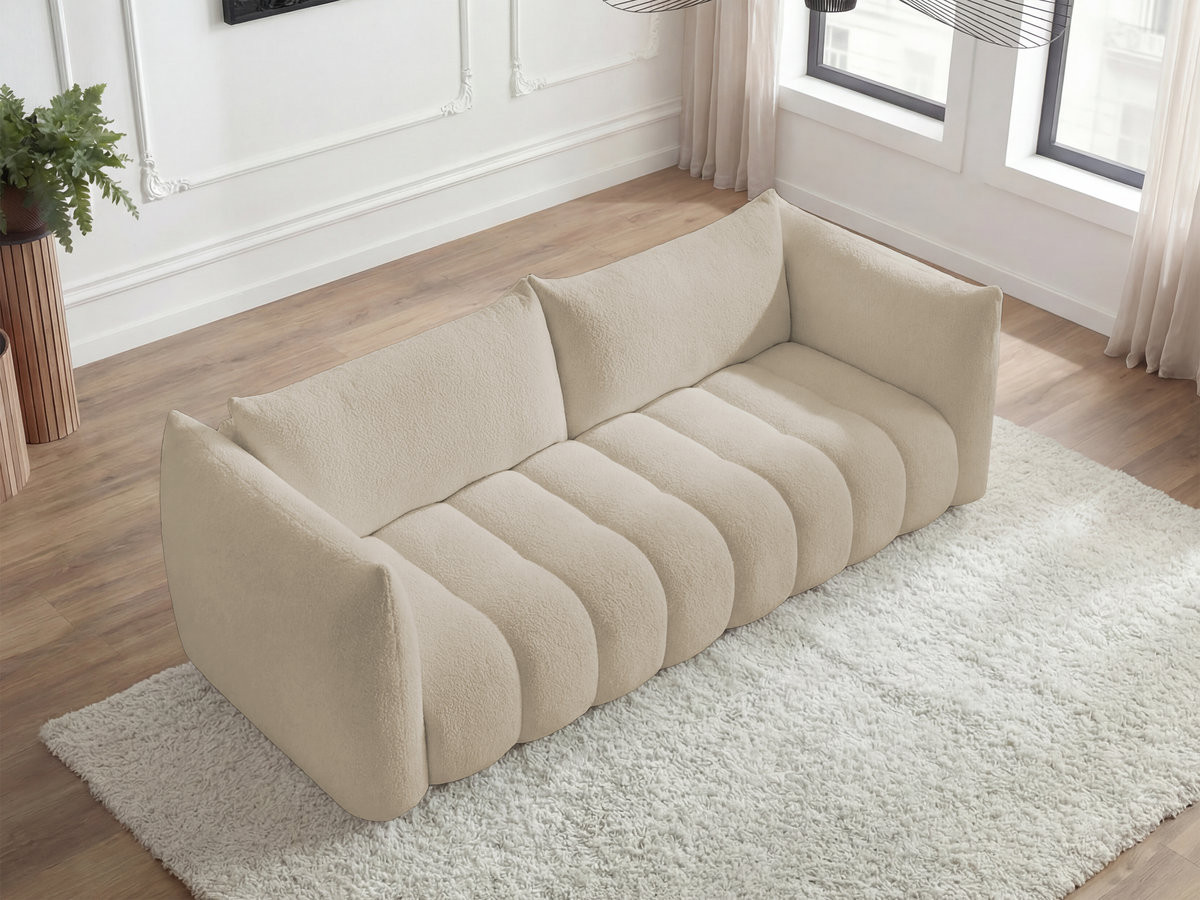 Bobochic Azra Sofa 4-Sitzer Bouclé-Stoff Beige