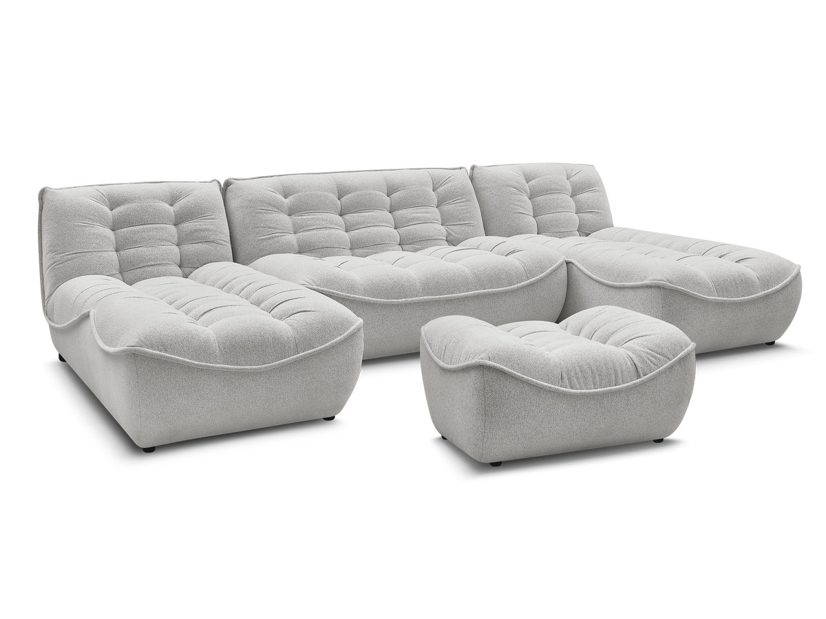 Bobochic Serena Wohnlandschaft mit Pouf Melange-Stoff Hellgrau