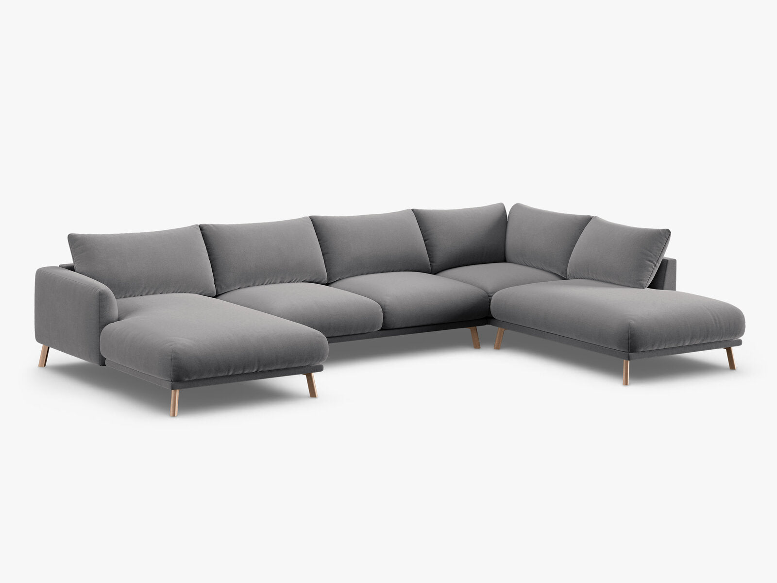 Micadoni Panorama Ecksofa Naomi 6-Sitzer Rechts Samt Salvador Grau