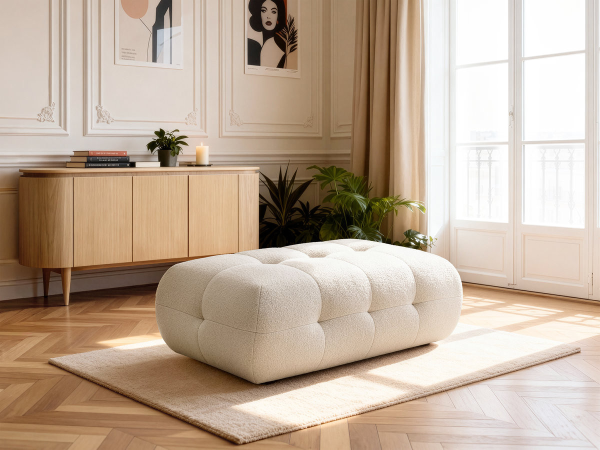Bobochic Laura Pouf 135 × 84 cm Melange-Stoff Beige