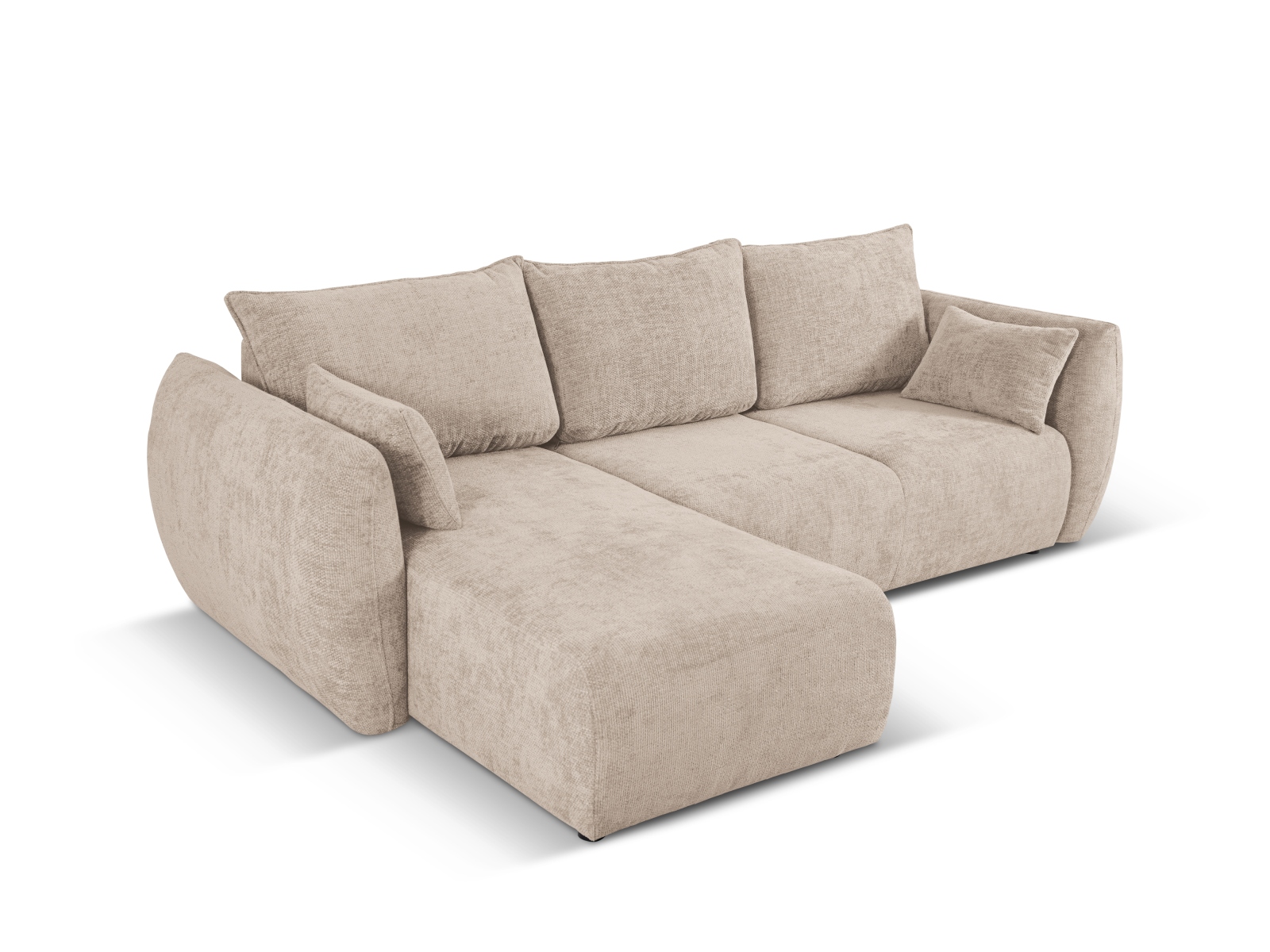 Cosmopolitan Design Ecksofa Matera 4-Sitzer mit Schlaffunktion Chenille Eden Dunkelbeige Links
