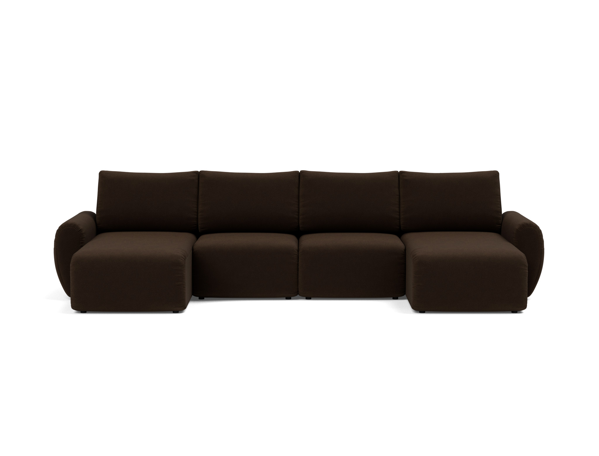 Schlafsofa Norum U-Form mit Curve-Armlehnen Strukturierter Stoff Taura 358-Chocco