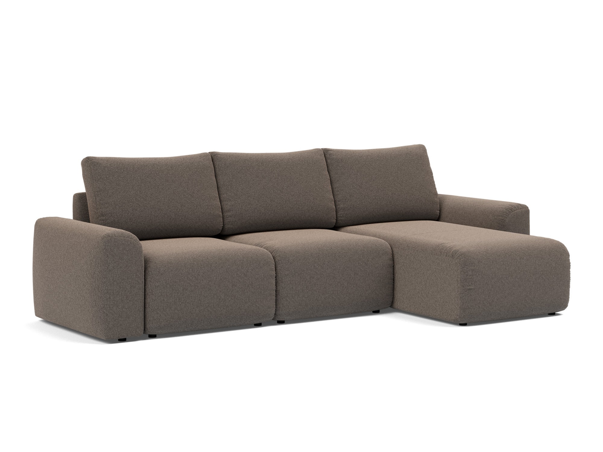 Schlafsofa Norum mit Chaiselongue und Chunky-Armlehnen Boucle Skandi 530-Taupe