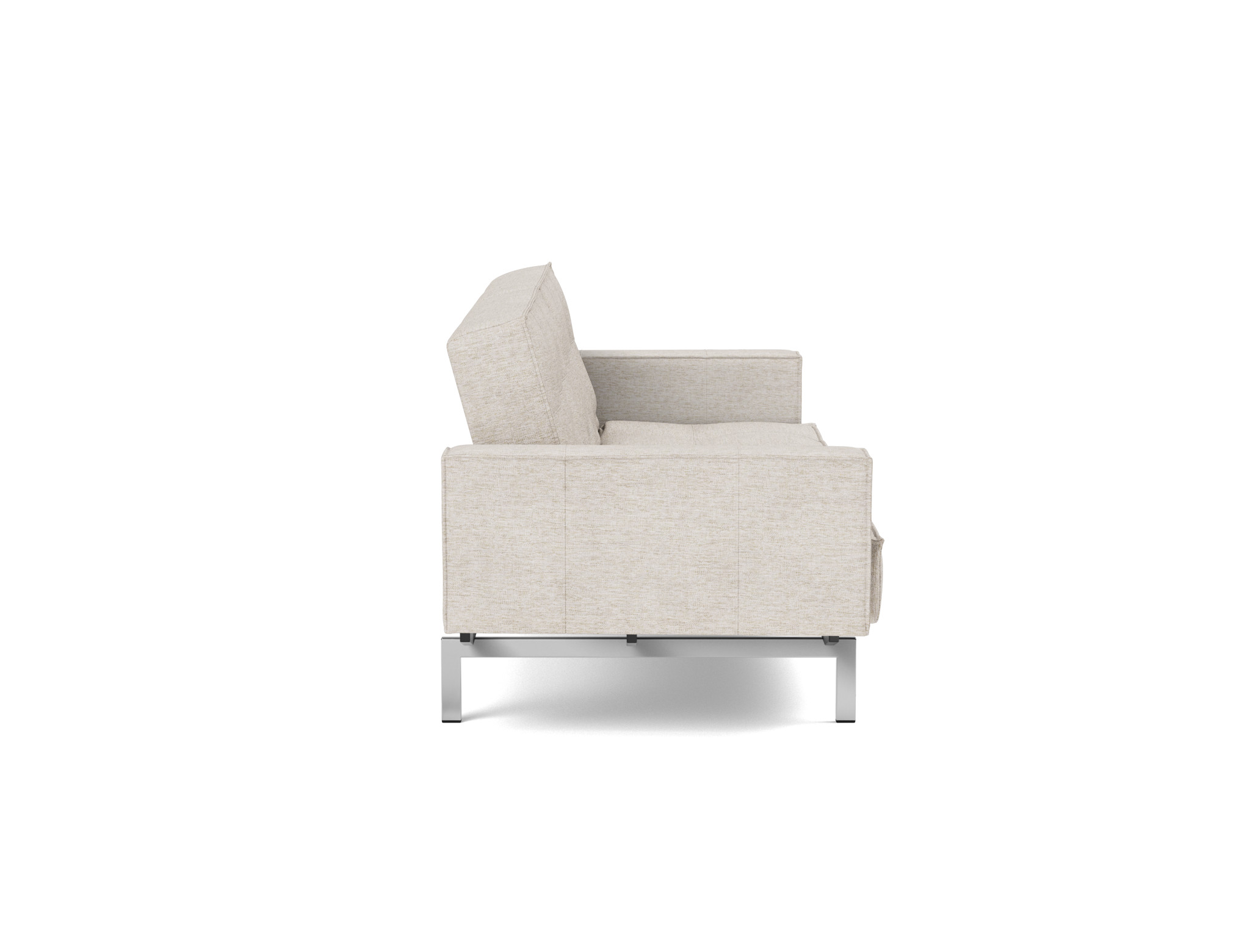 Schlafsofa Splitback mit Armlehnen Chenille Yuveno 470-Natural Beine Chrom
