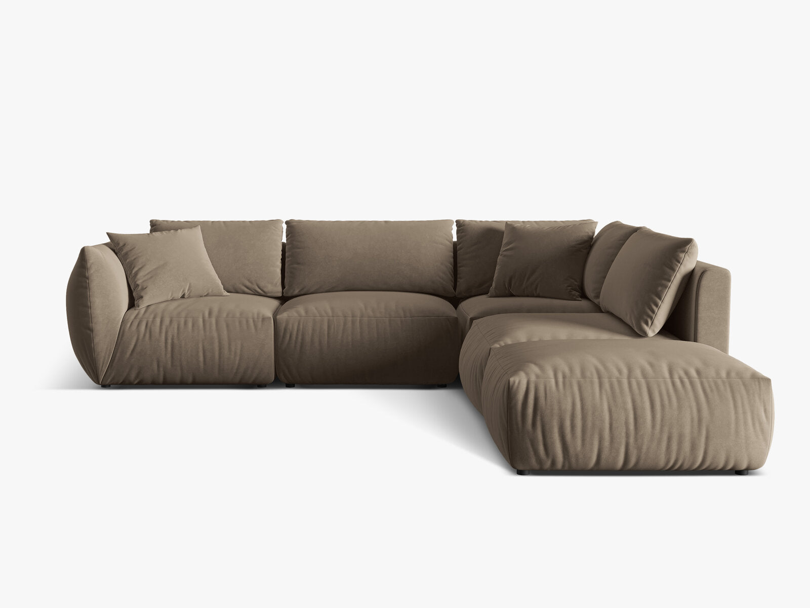 Micadoni Modulares Ecksofa Chris 4-Sitzer Rechts Samt Hellbraun