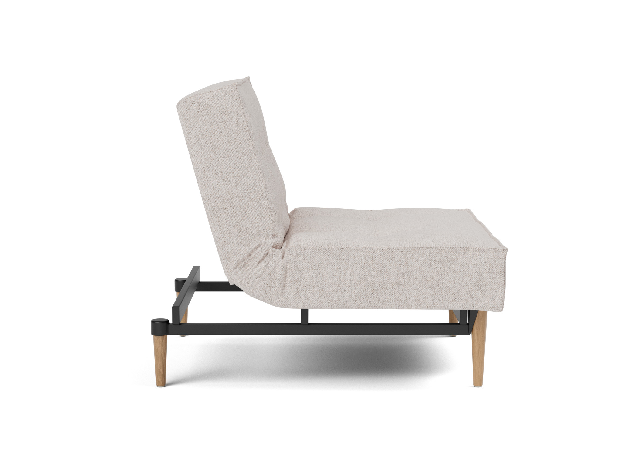 Sessel Splitback Strukturierter Stoff Weda 300-Weda-Sand Beine Styletto Eiche hell