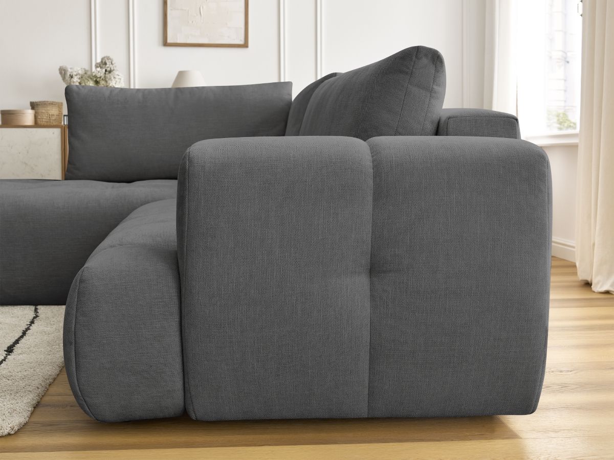 Bobochic Fuji Ecksofa mit Schlaffunktion und Bettkasten 282 × 204 cm Stoff Dunkelgrau Ecke links