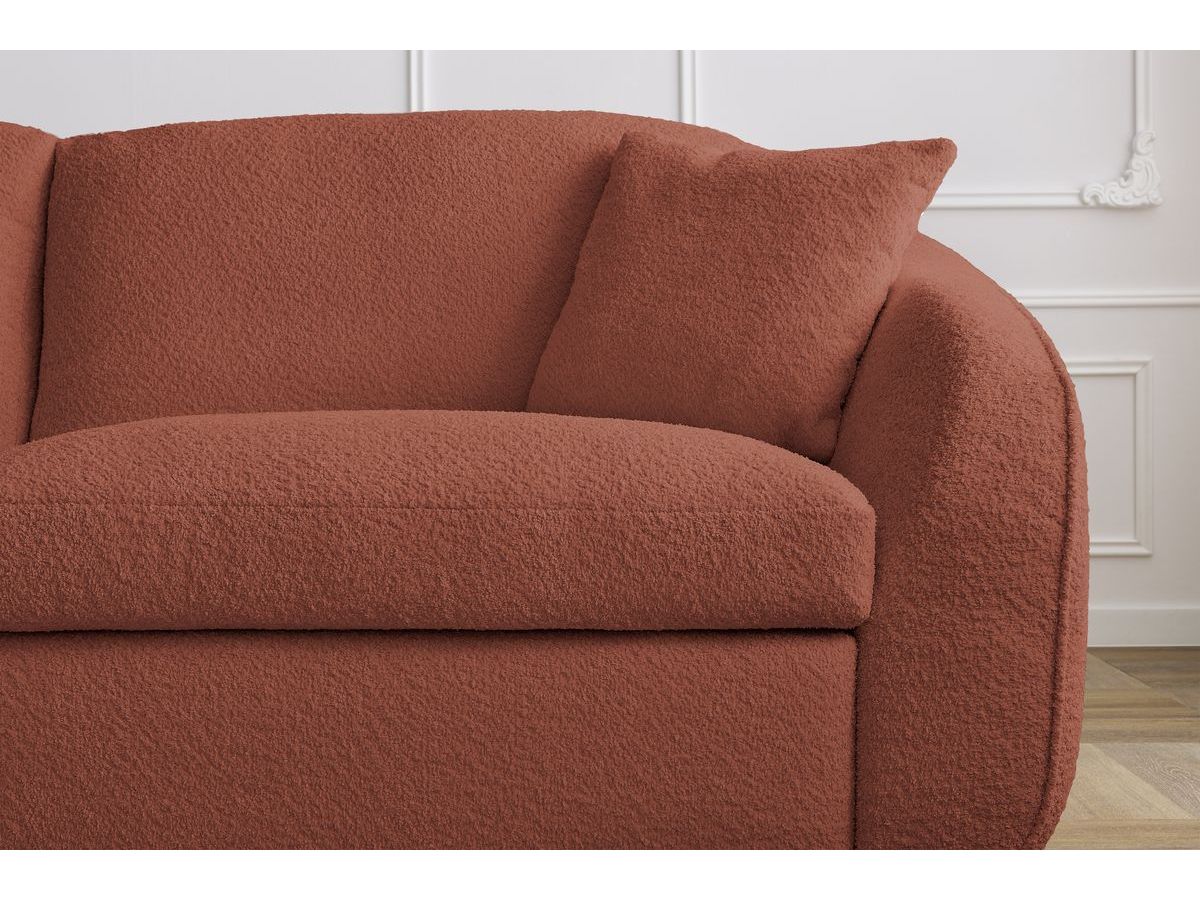 Bobochic Cezanne Schlafsofa 3-Sitzer Bouclé-Stoff Orange, Liegefläche 140 × 194 cm
