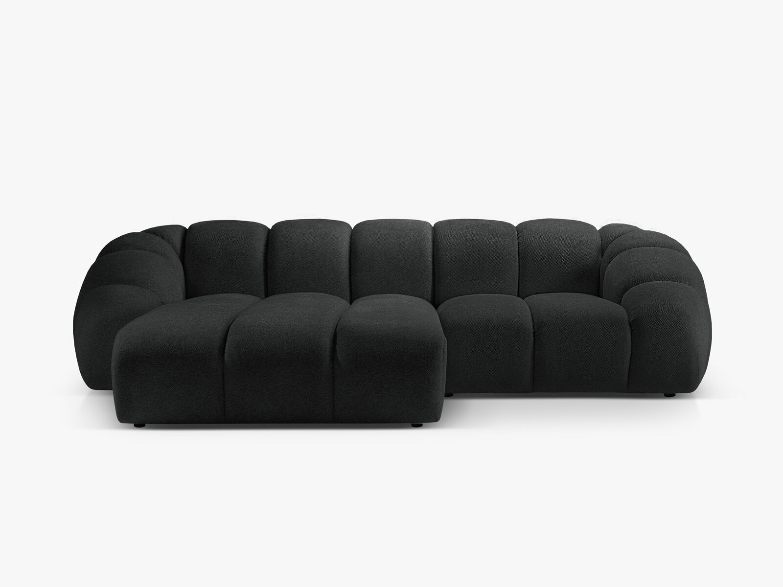 Micadoni Ecksofa Diana 3-Sitzer Links Strukturierter Samt Bubble Anthrazit