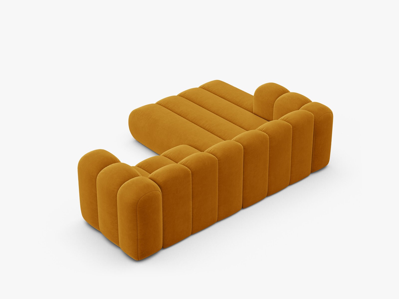 Micadoni Modulares Ecksofa Lupine 3-Sitzer Links Samt Salvador Gelb