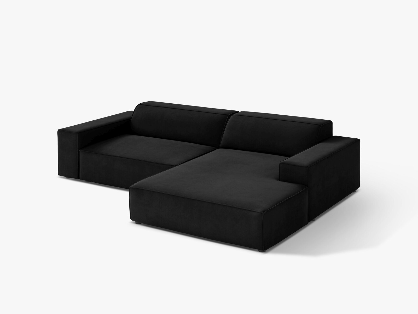 Micadoni Ecksofa Jodie 3-Sitzer Rechts Samt Bluvel Schwarz
