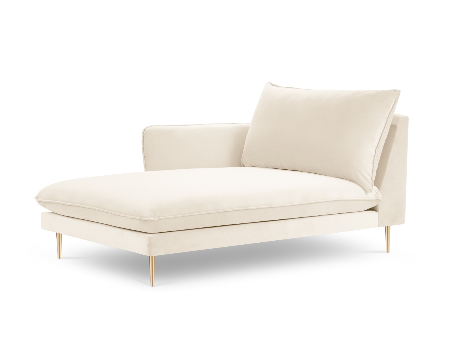Cosmopolitan Design Chaiselongue Vienna Samt Bluvel Helles Beige Links Beine Gold