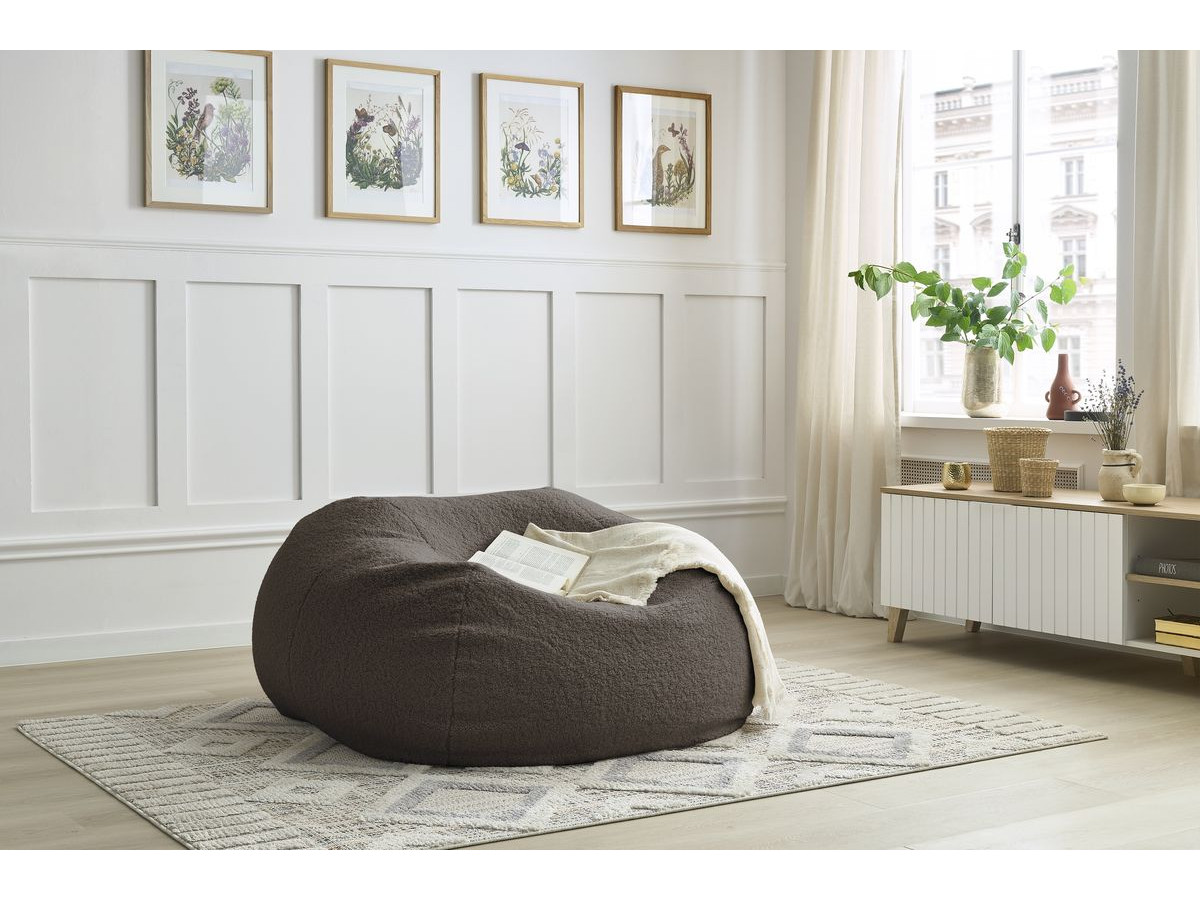 Bobochic Meribel Pouf Bouclé-Stoff Braun