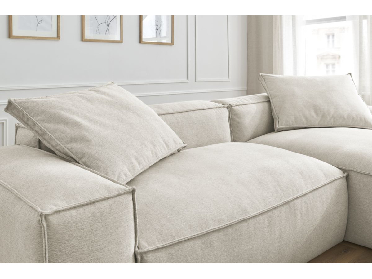 Bobochic Boheme Ecksofa, 2 Kissen Melange-Stoff Beige