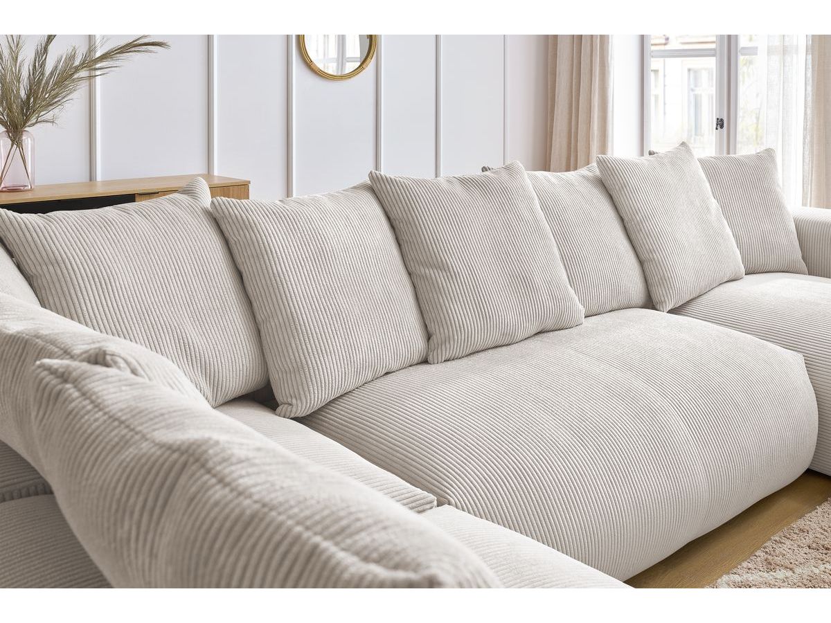 Bobochic Voltaire Wohnlandschaft 356 × 214 cm Cordsamt Beige Ecke rechts