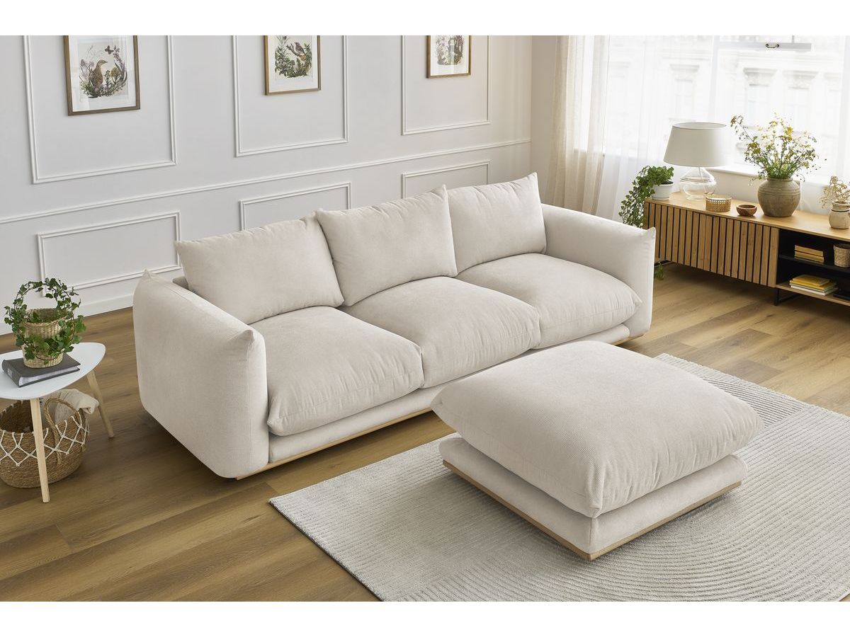 Bobochic Ernest Sofa 4-Sitzer mit Pouf Stoff Beige