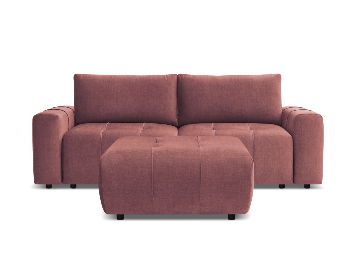 Bobochic Arsene Schlafsofa 4-Sitzer mit Bettkasten und Pouf Samt Orange