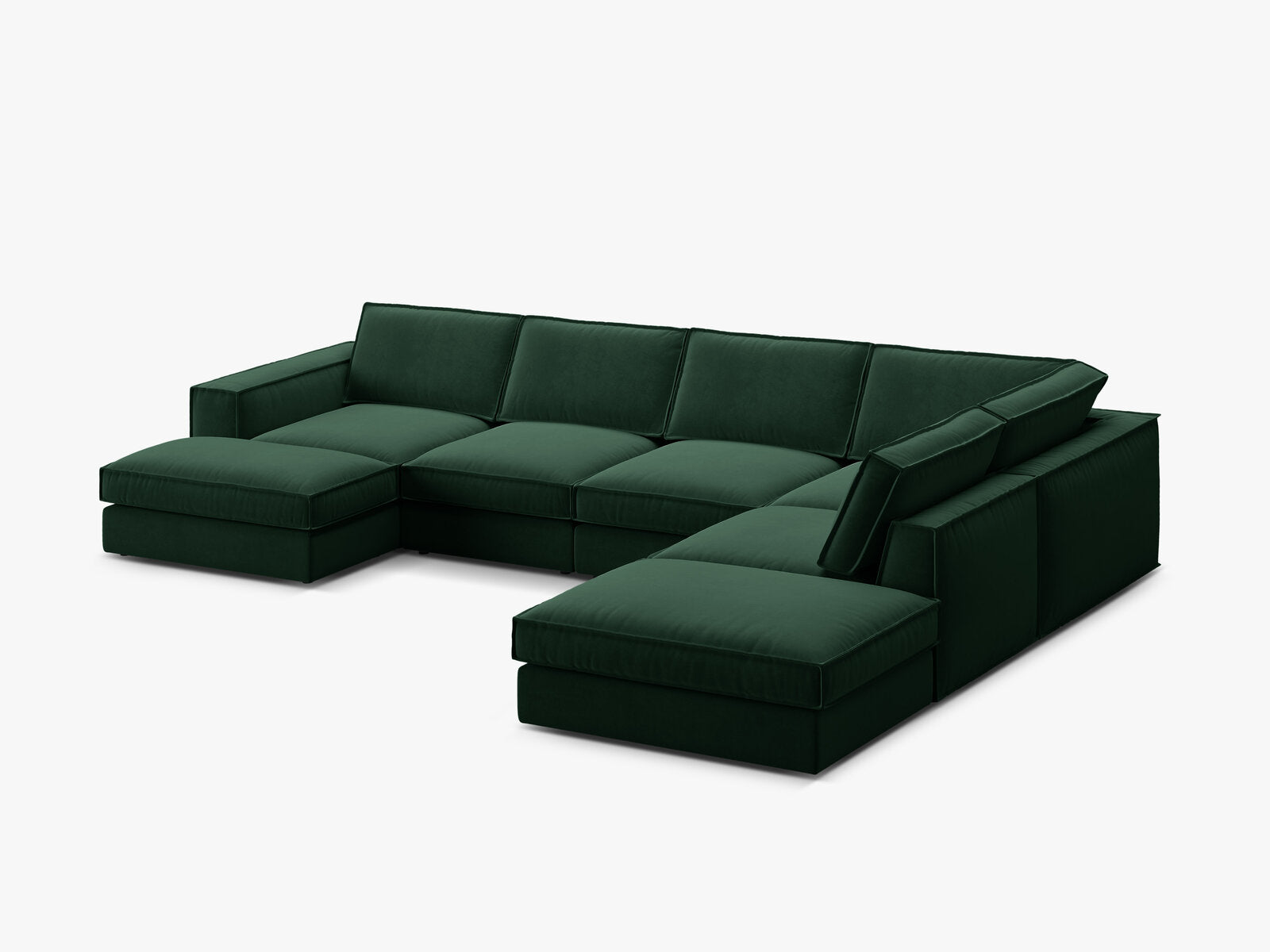 Micadoni modulares Panorama Ecksofa Pola 5-Sitzer Rechts Samt Salvador Flaschengrün