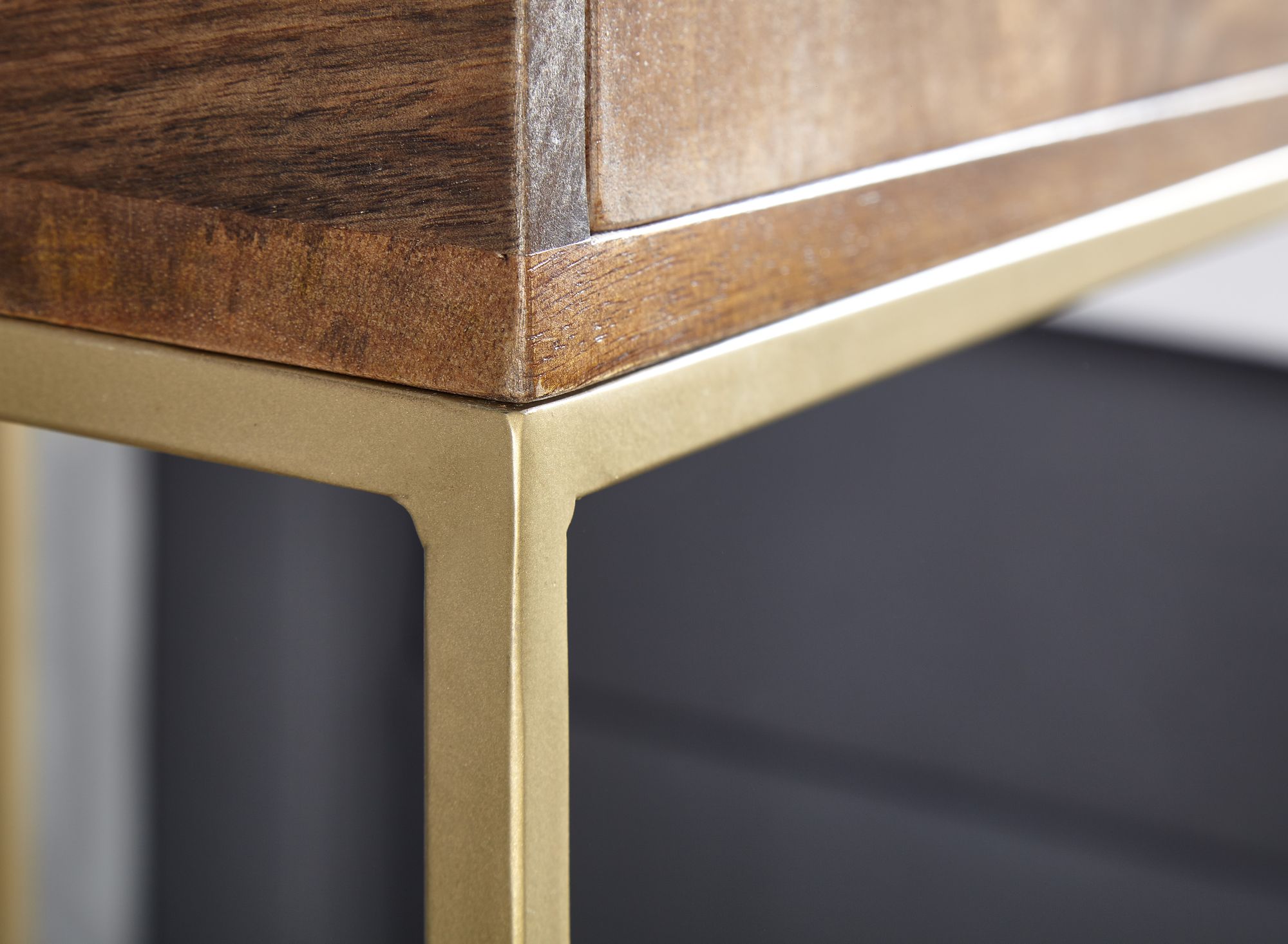 Nachttisch Tingvoll Massivholz Gold 40 × 35 × 75,5 cm