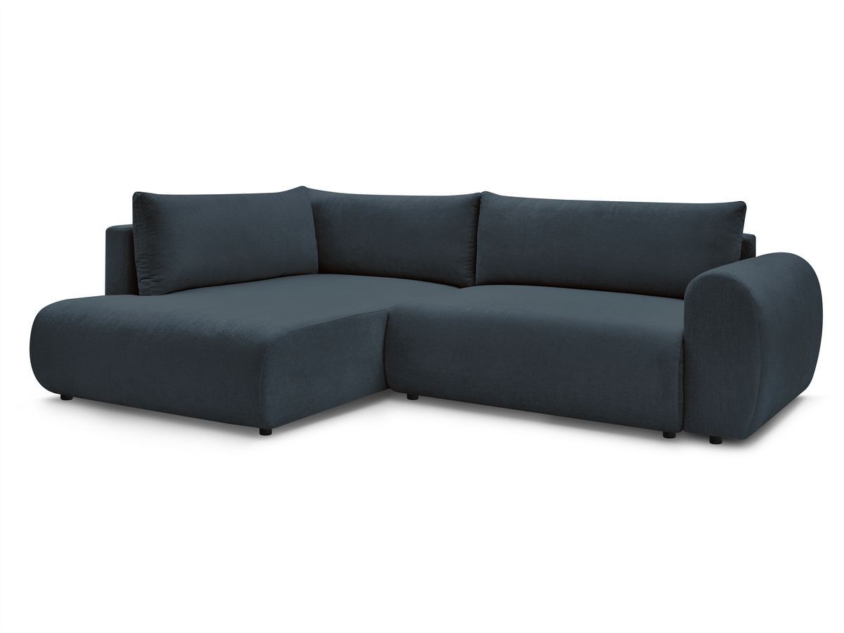 Bobochic Lucien Ecksofa mit Schlaffunktion und Bettkasten 296 × 198 cm Stoff Dunkelblau Ecke links