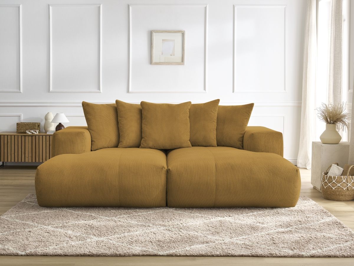 Bobochic Voltaire Sofa 4-Sitzer 248 × 170 cm Cordsamt Gelb