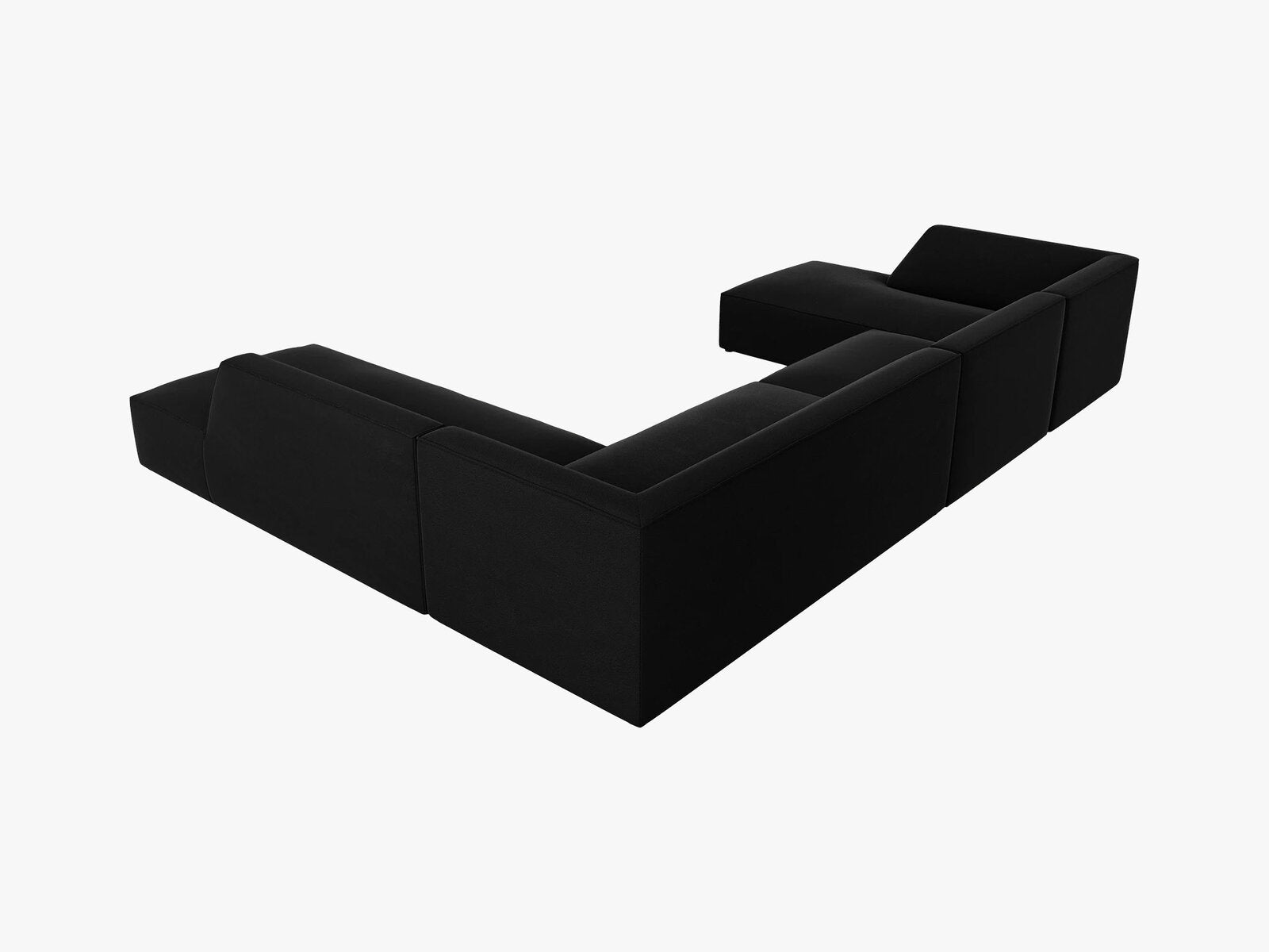 Micadoni Panorama-Ecksofa Ruby 7-Sitzer Rechts Samt Salvador Schwarz