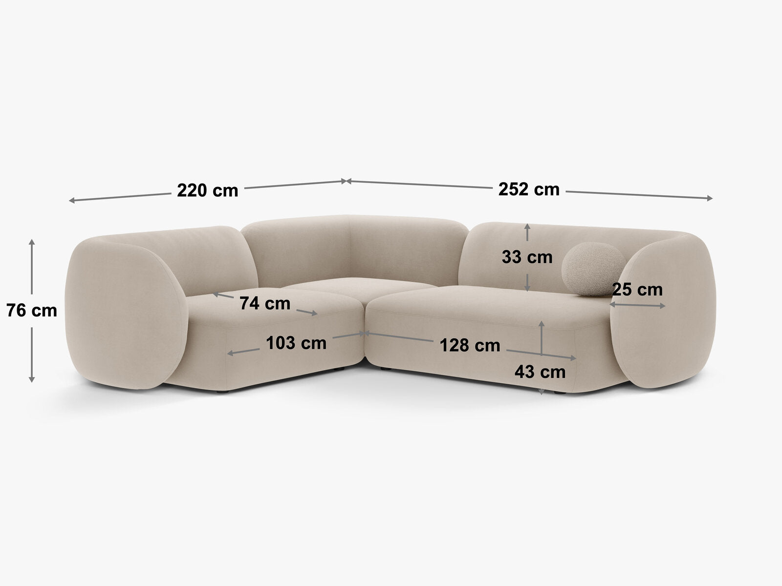 Micadoni Ecksofa Kate 4-Sitzer Links Strukturierter Stoff Puente Rosa Melange