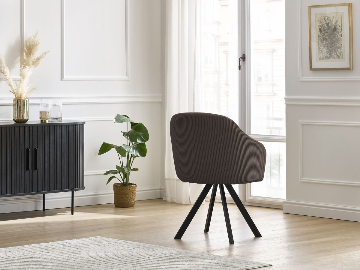 Bobochic Sophie Esszimmerstuhl 4er-Set mit Sternfuß Cordsamt Braun