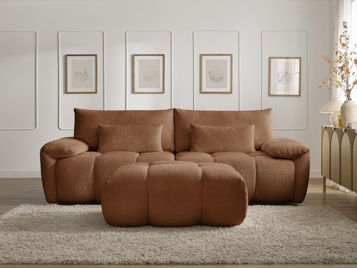Bobochic Ivane Sofa 4-Sitzer Strukturstoff Orange