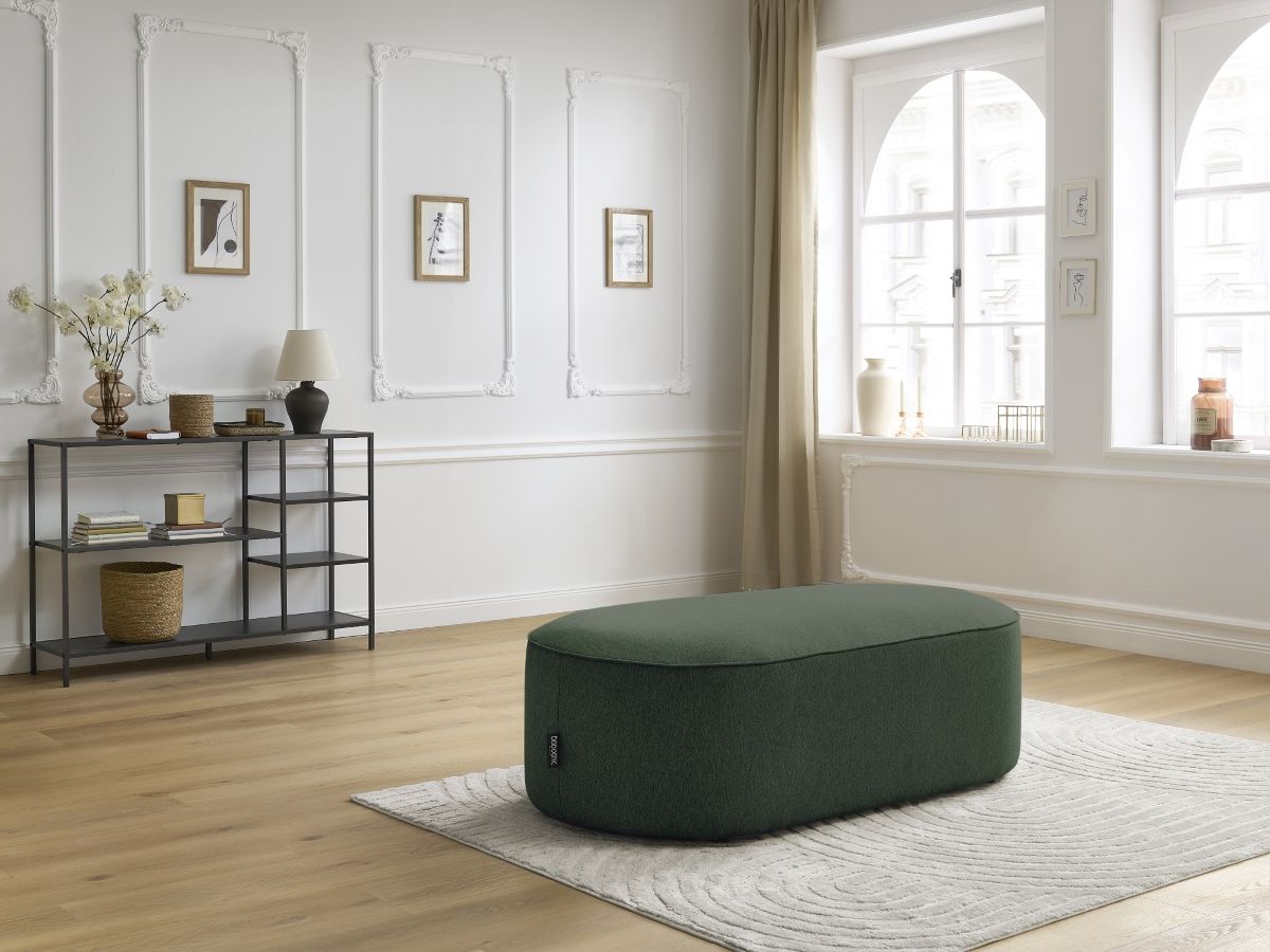 Bobochic Rousseau Pouf Melange-Stoff Grün
