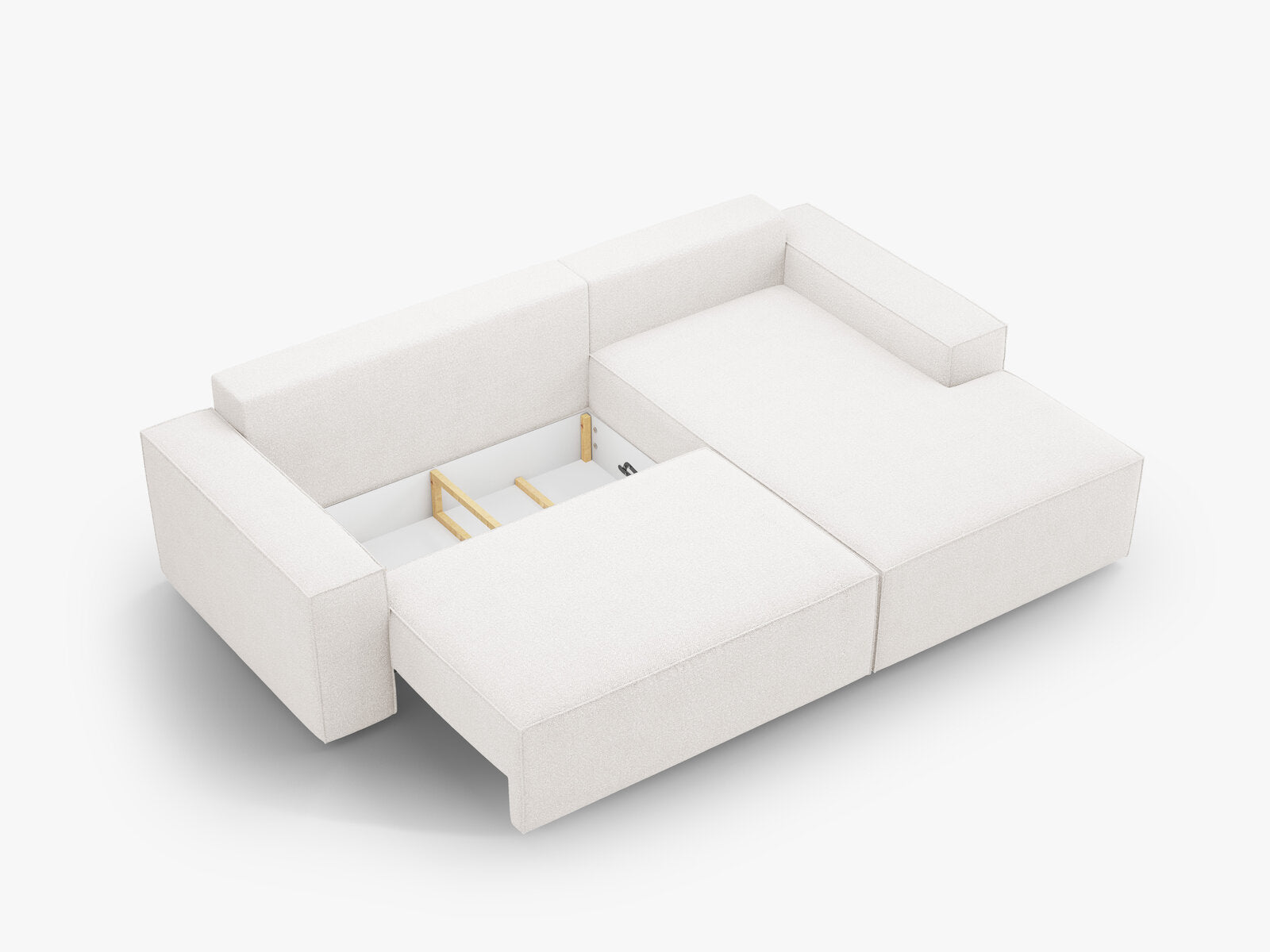 Micadoni Schlaf-Ecksofa Jodie 3-Sitzer Rechts Boucle Weiß