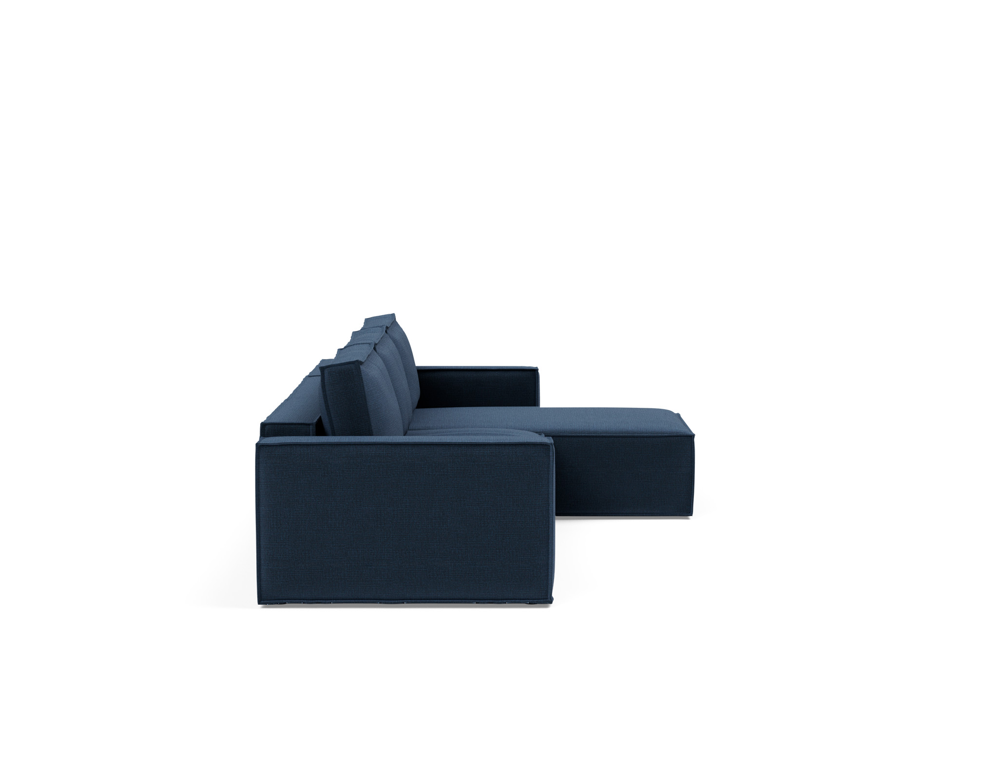Schlafsofa Newilla mit Chaiselongue Chenille Esina 414-Indigo-Blue