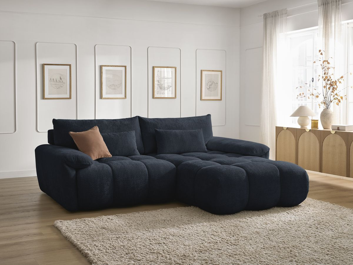 Bobochic Ivane Ecksofa Strukturstoff Dunkelblau Ecke rechts