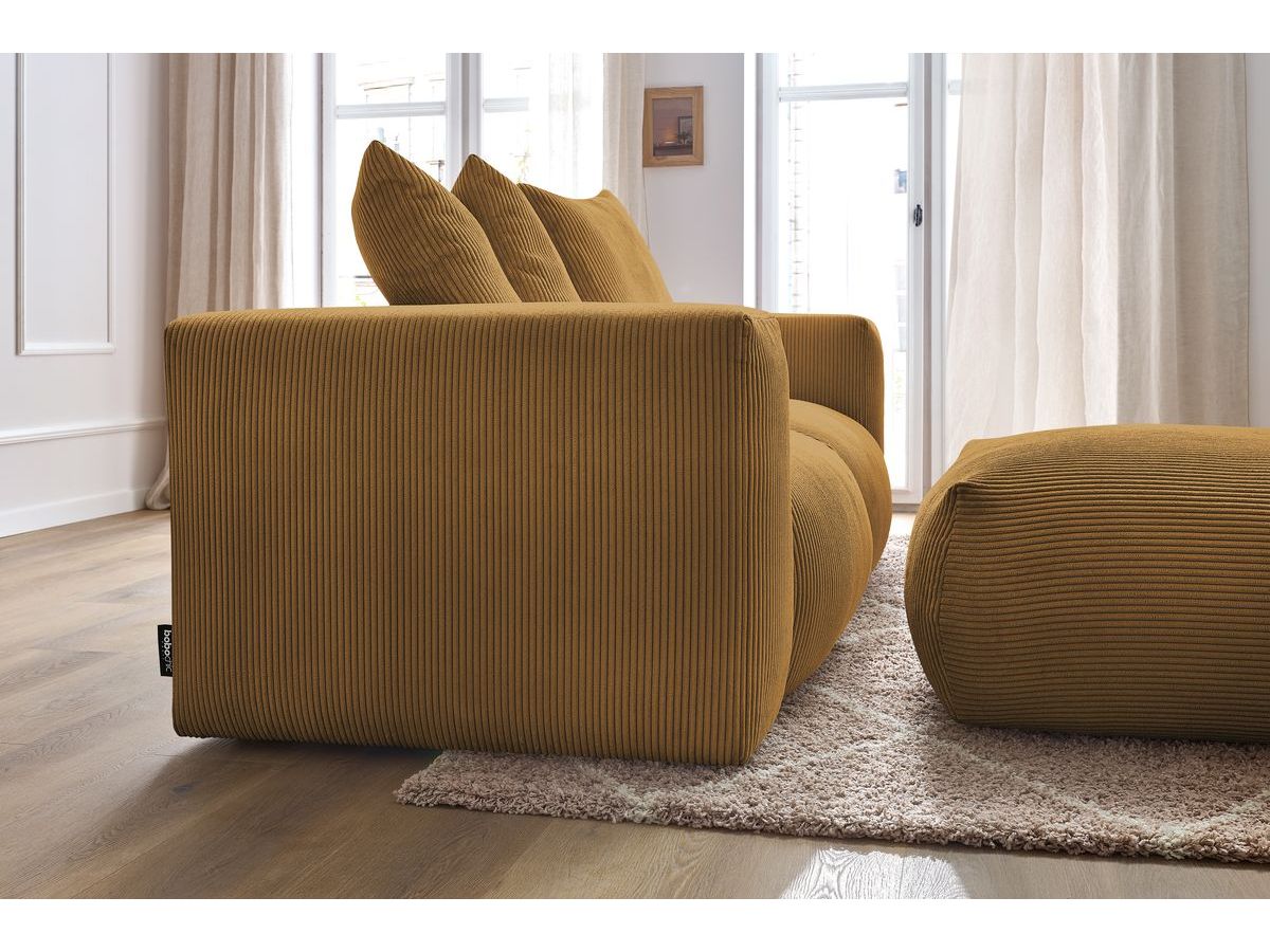 Bobochic Voltaire Sofa 4-Sitzer mit Pouf 248 × 100 cm Cordsamt Gelb