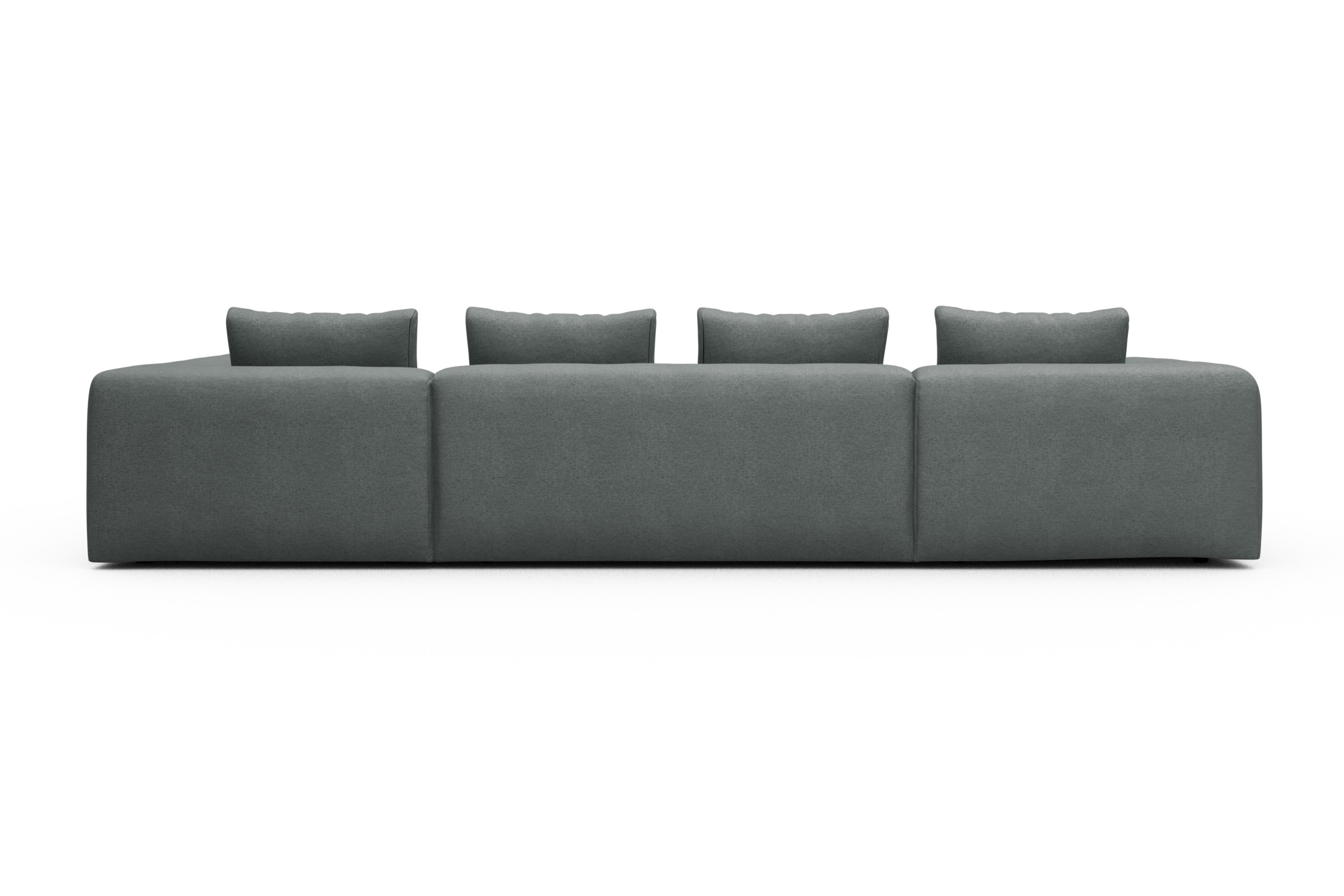 Wohnlandschaft Fred Relax-Ecke rechts mit 2-Sitzer und Chaiselongue links Denari-Soft-Grey